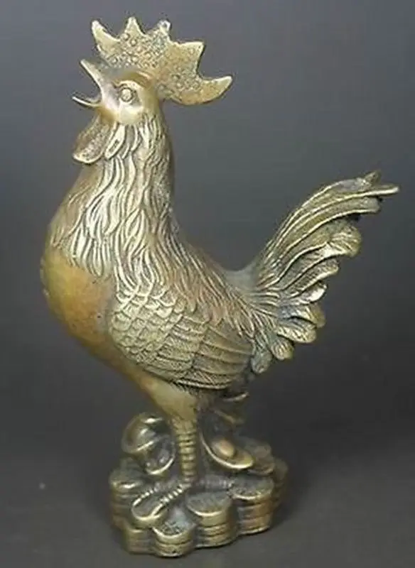 

Collected CHINESE Tibet style OLD COPPER HANDWORK COCK STATUE