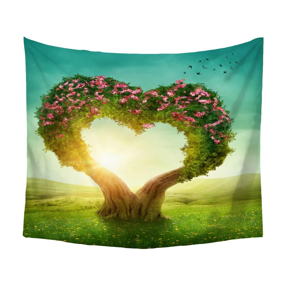 Сине-зеленый лес натуральный живописный гобелен красивый обзор напечатанный на