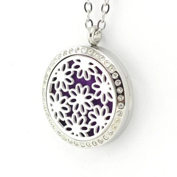10pcs/lot Not incude chain Stainless Steel 30mm Floral Aroma Essential Oil Diffuser Perfume Locket Pendant |