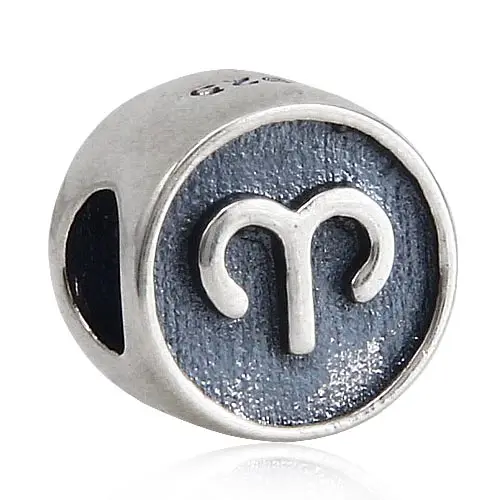 Aries Zodiac Sign Choruslove, Знак зодиака, шарм, подлинный 925 пробы, серебряный, с горлом, подходит для Пандоры, амулеты, религиозная серия, браслет, сделай сам, ювелирное изделие - Цвет: Aries Zodiac Sign