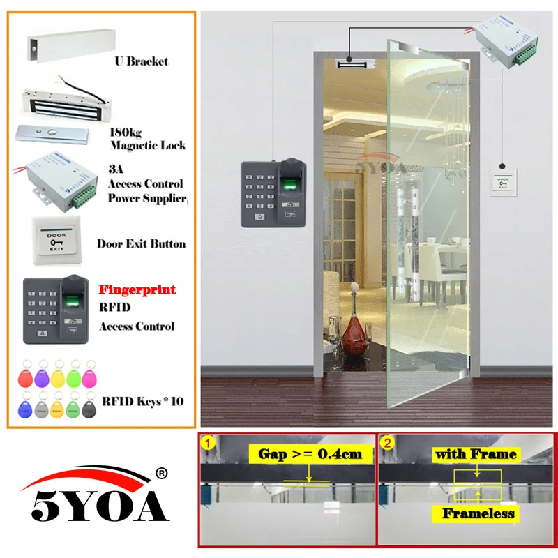 X6MagU Отпечаток пальца RFID система контроля доступа комплект деревянные очки дверной набор Электрический магнитный замок ID карта источник питания Кнопка выхода - Цвет: X6MagU