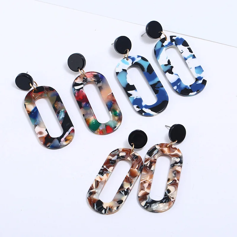 LNRRABC Fashion earrings Geometric Statement Long Acrylic Pattern Earring Unique 1Pair New Arrival 2018 Coffee Allergy Free Blue | Украшения