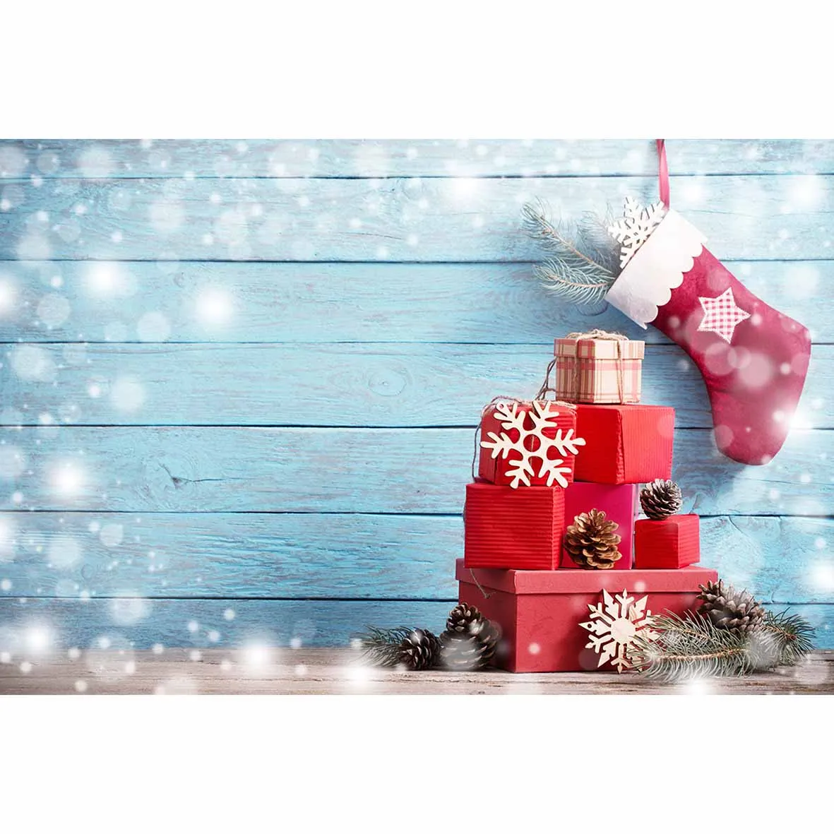 Allenjoy фон для фотосъемки синий деревянный подарок красный носок Рождество С Новым