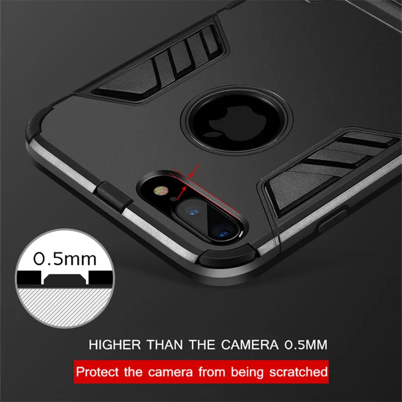 Гибридный резиновый армированный Жесткий ПК + ТПУ чехол для телефона iPhone 7 Plus 6 6s 5 S