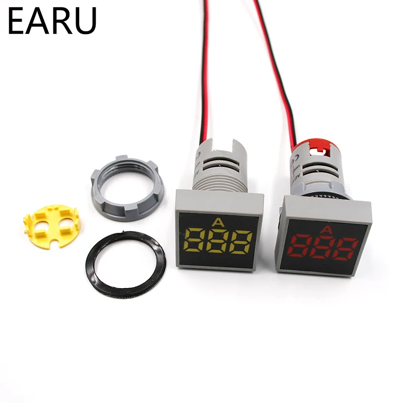 22MM AC 60-500V 0-100A Voltmeter Voltage Meter Indicator Pilot Light Digital LED Ammeter Ampermeter Currrent Gauge Tester Car |