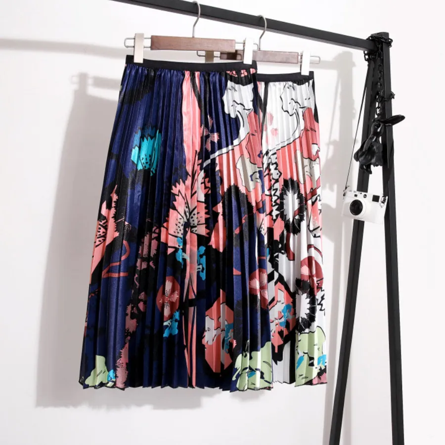 Плиссированная юбка женская летняя с принтом бохо для отпуска а силуэта тонкая