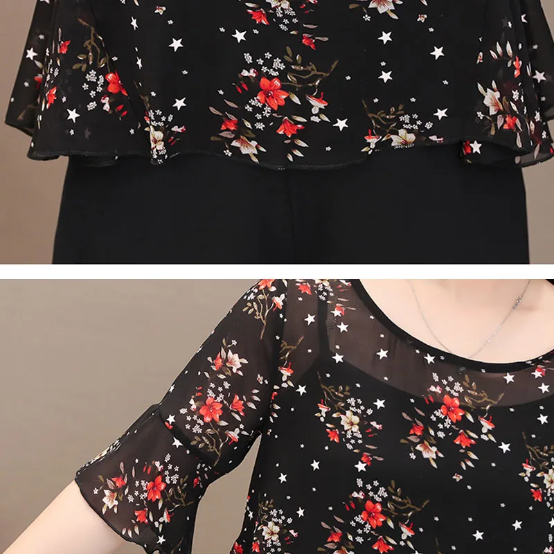 2019 женская шифоновая блузка Топы Плюс Размер для женщин женские Короткие