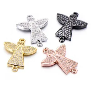 Новые материалы для ювелирных изделий, оптовая продажа, золотые, серебряные, розовые, золотые, медные металлические стразы с фианитами, амулеты ангелы разъемы для изготовления ювелирных изделий