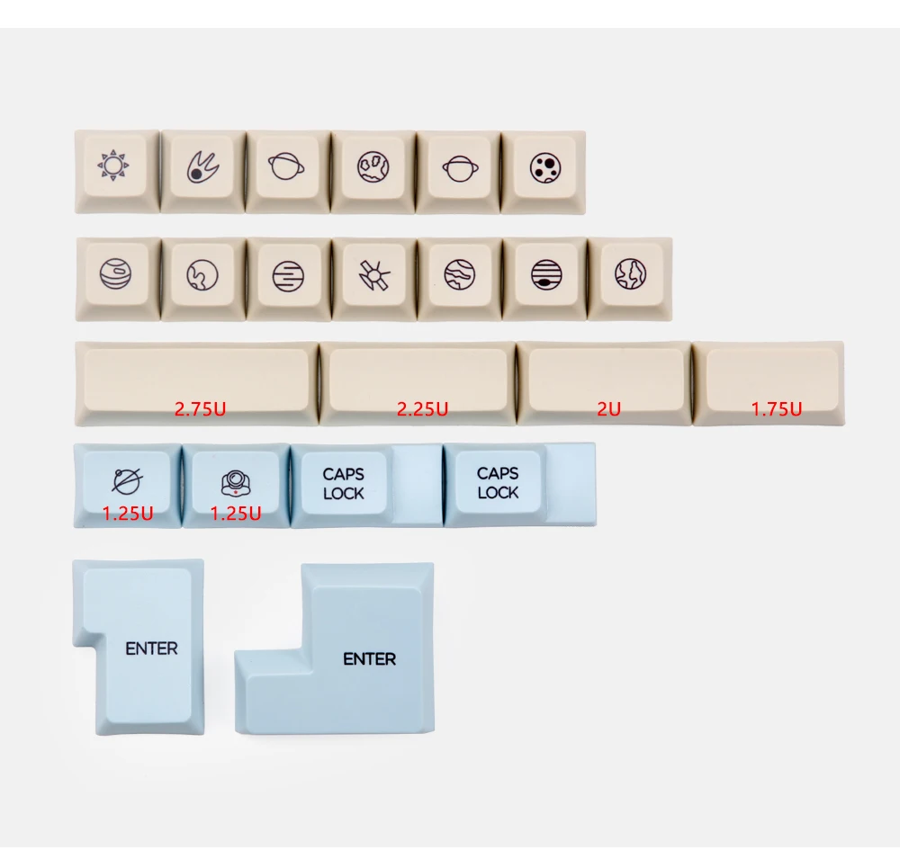 Исследуйте космическое пространство keycap XDA профиль PBT Материал краситель-субкровать 165 клавиш для mx Переключатель механической клавиатуры