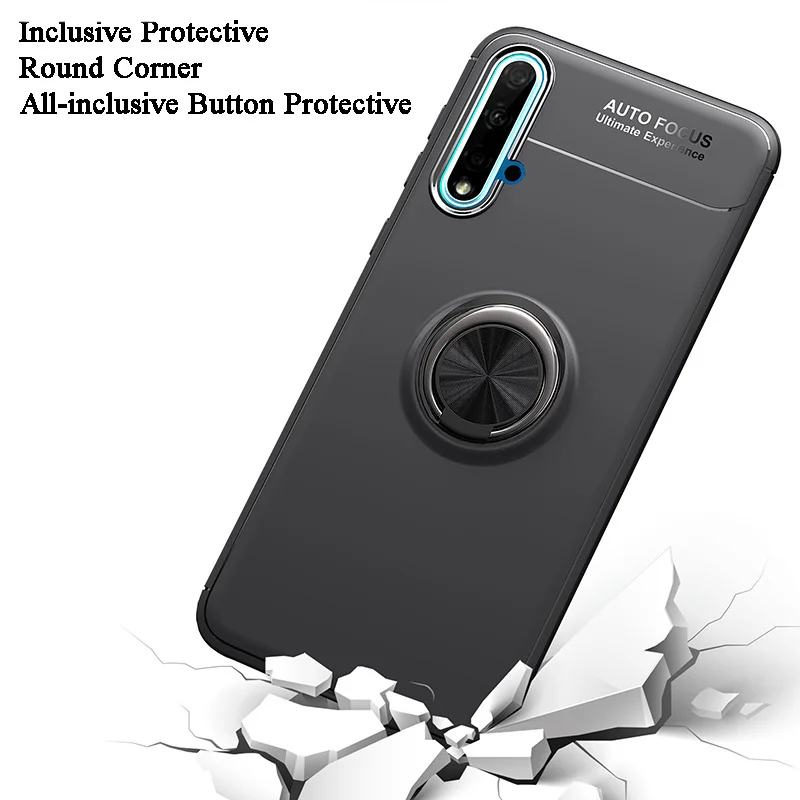 Phone Case for Huawei Nova 5 Cover Bumper Magnetic Metal Ring Holder Soft TPU Silicone Cases Nova5 |