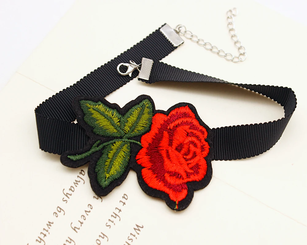 Очаровательное женское вышитое цветочное розовое чокер Макси ожерелье в