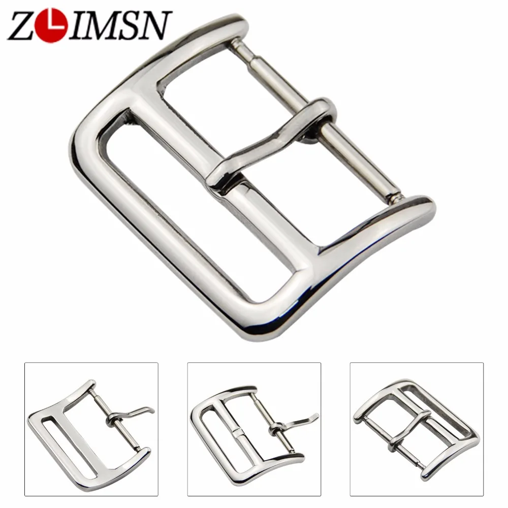 

ZLIMSN Stainless Steel Watchband Buckle Silver Polished Watch Clasp Pin Belt Buckles16mm 18mm 20mm 22mm