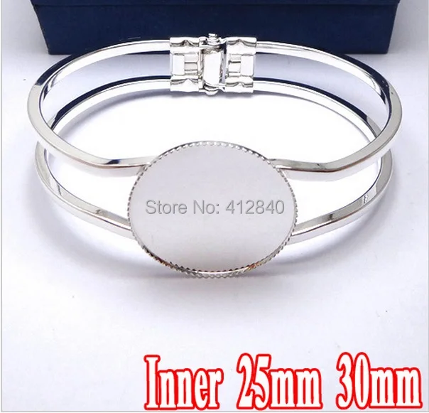 

Free shipping,Silver Plated 25/30mm Cabochon Setting Cuff Bracelets Blank base for Jewelry Making