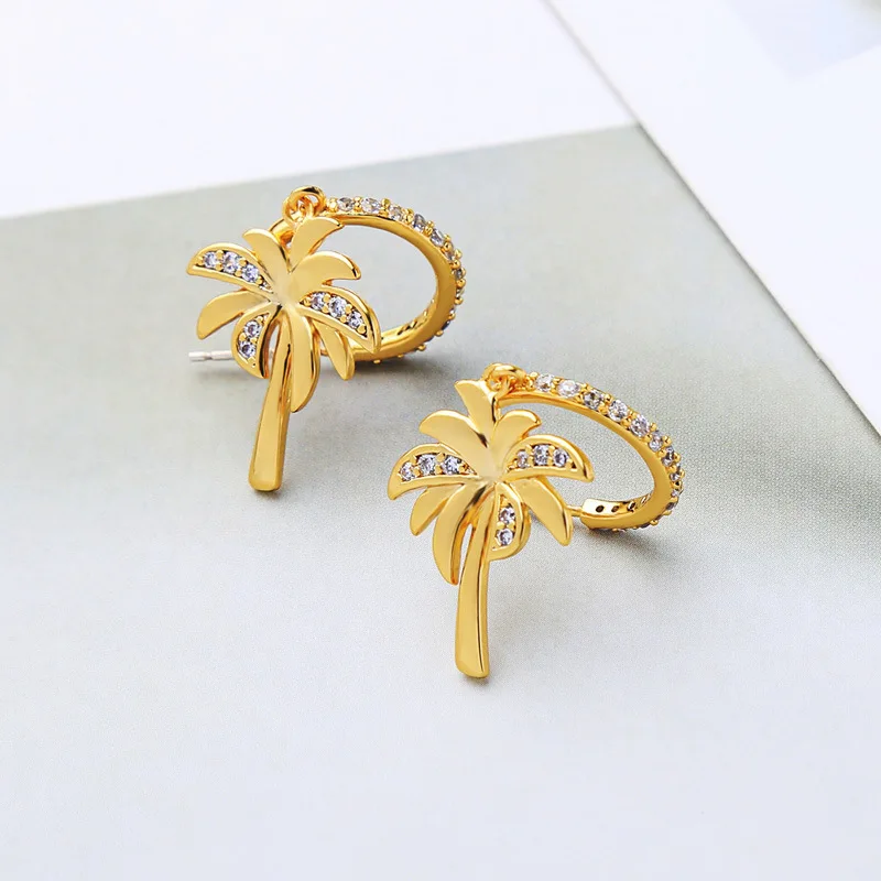 Япония и Южная Корея S925 наборе серебристых спиц из Медь-plated Gold кокосовое Циркон