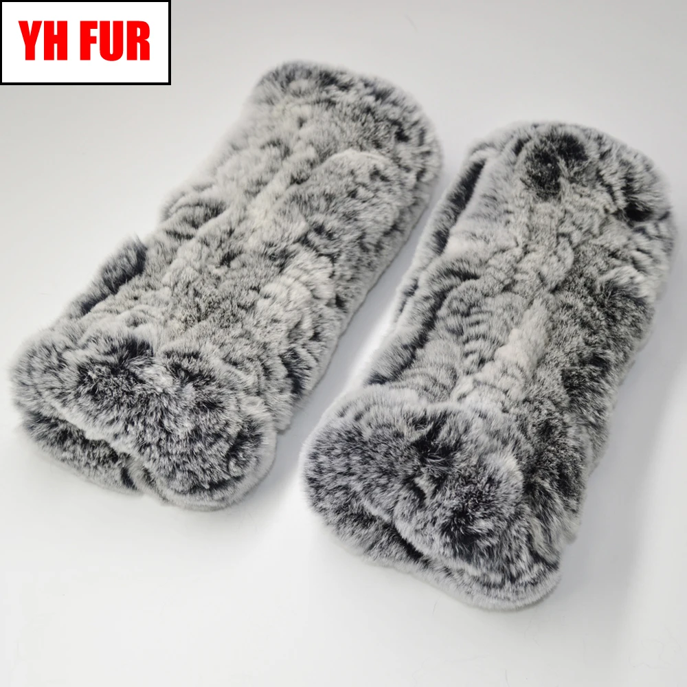 Новинка Хорошие эластичные женские натуральным вязаные с мехом кролика меховые