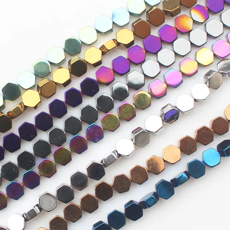 Very Shining! Natural Hematite Hexagonal Plate beads 15inch, For DIY Jewelry Making, pendant,necklace