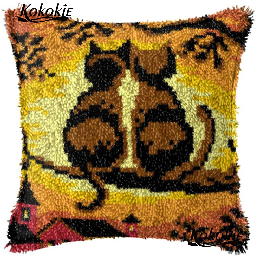 

Embroidery carpet latch hook pillow kits animal 3d diy rug cushions cats Patchwork Pillowcase Cross Stitch kits Needlework set