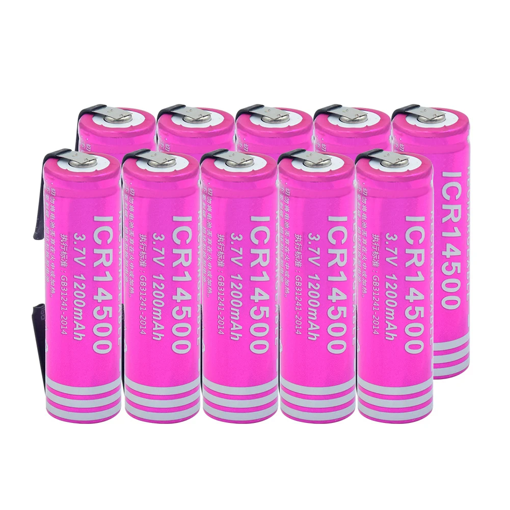 10 PCS 14500 литий-ионная литиевая батарея 3,7 V 1200mAh литий-ионная аккумуляторная батарея+ DIY никелевые листы для фонарь светодиодный фонарик - Цвет: 10 PCS