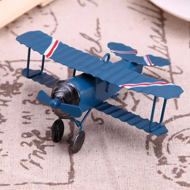 Винтажная металлическая модель самолета планер биплан Aeromodelo для дома свадебное