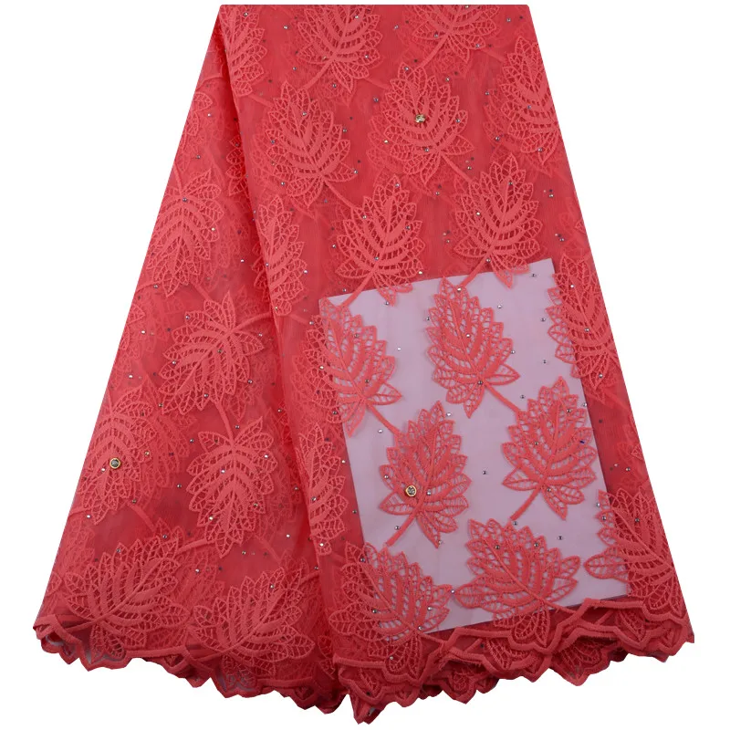 Высококачественная оранжевая африканская кружевная ткань 2019 нигерийское