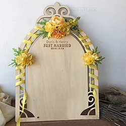 Yellow flower 1 шт., индивидуальный логотип с именем времени, растения-суккуленты, как свадебные, на день рождения или вечерние, настольные карты, персональная вывеска, макет - Цвет: Yellow flower