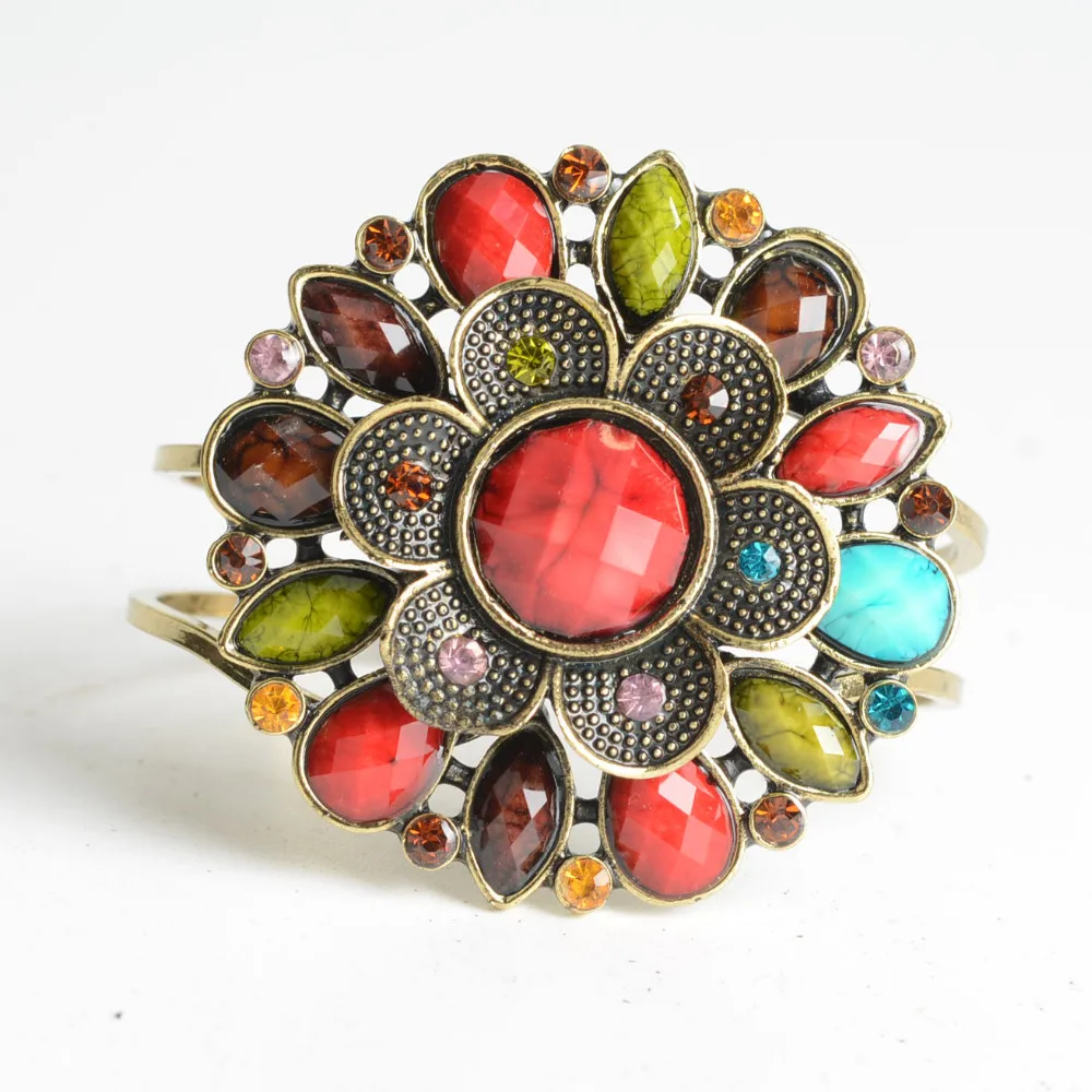 55 мм двухслойная металлическая смола в форме цветка с красочный браслет со