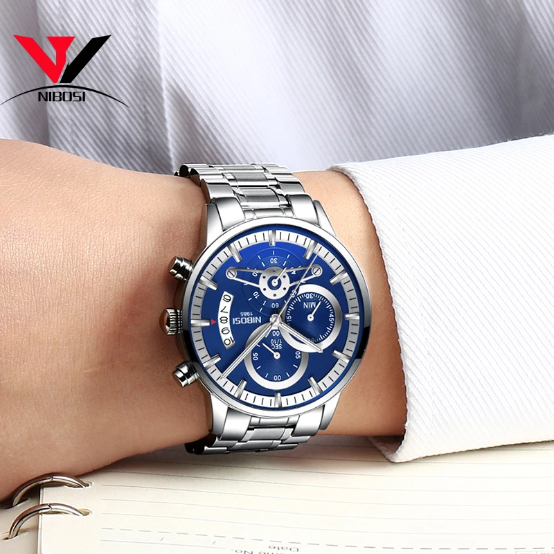 NIBOSI Relogio мужские спортивные часы Для мужчин выдерживающие погружение до 30 метров