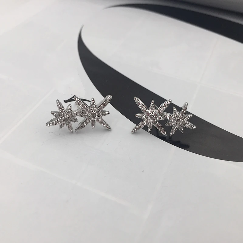 Ciliy 2018 Women Luxury Fashion Cubic Zirconia Stud Earring Bridal Wedding Star Shape Jewelry Female Accessories WD8150 | Украшения и