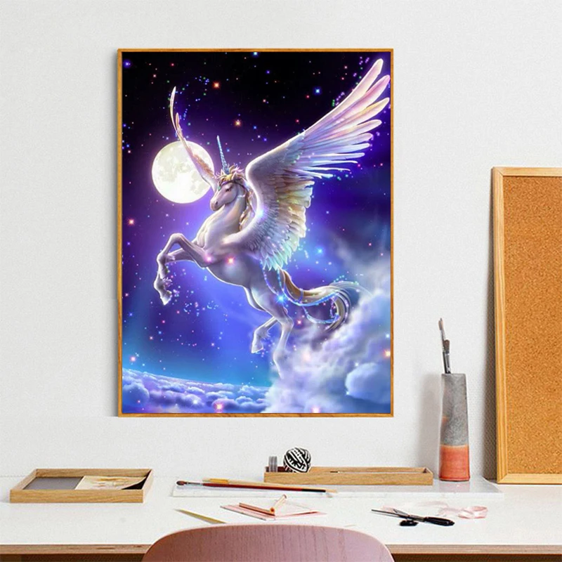 Fezrgea Алмазная картина Единорог Kirin полный квадратный алмаз 5D DIY Вышивка крестиком Мозаика Алмазная картина домашний декор