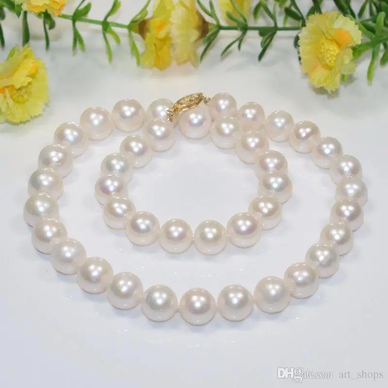 AA 11-12mm white round freshwater cultured pearl necklace s150