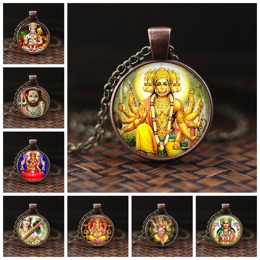 Женское колье с кулоном в индийском стиле религиозной символикой God Brahma Lord Shiva