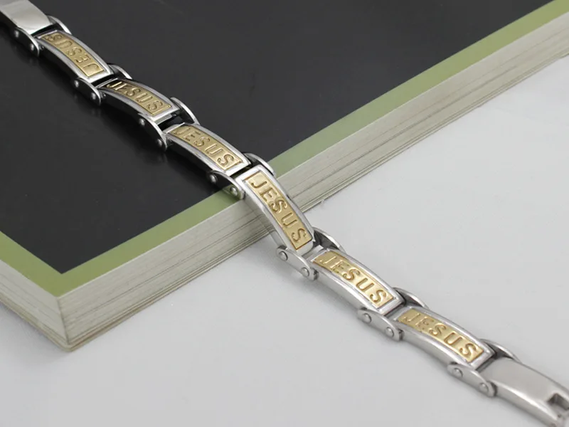 Новинка 2017 модные Для мужчин греческие Кристиан Браслеты Нержавеющая сталь