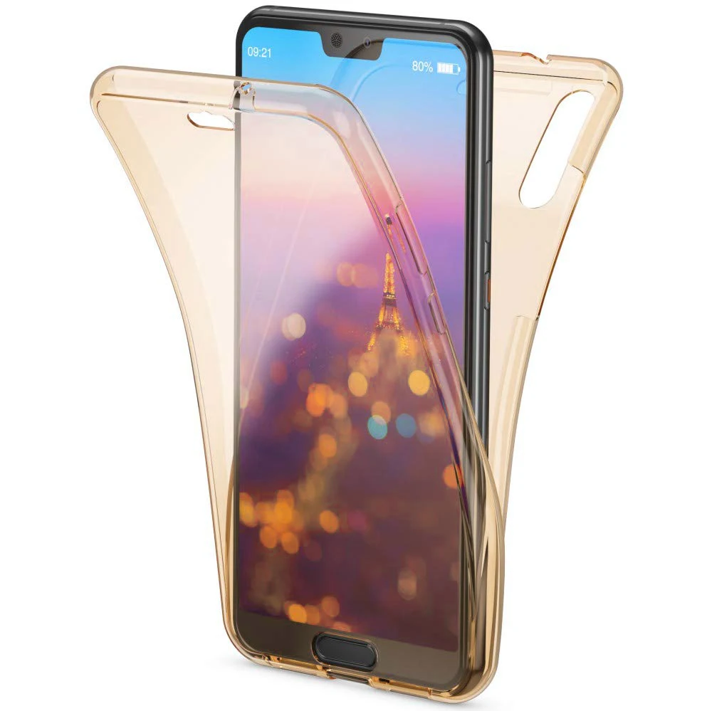 Золотой 360 задний+ передний Мягкий ТПУ чехол для huawei P20 Pro P30 Lite Y6 Y7 P Smart чехол s P8 P9 P10 Plus Mate20 10 полный защитный чехол - Цвет: Золотой