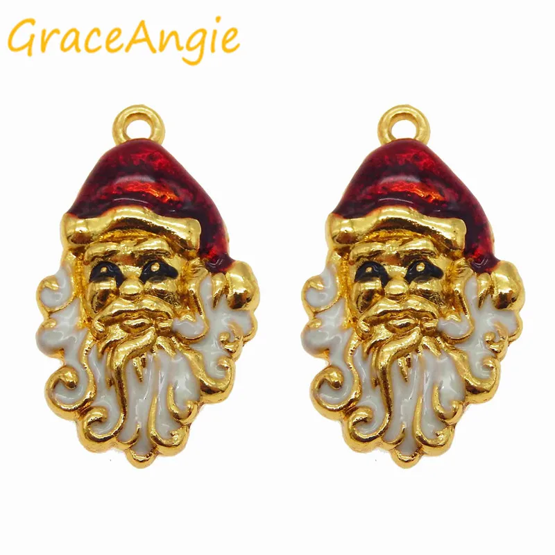 10 шт. эмалью Золотой Рождество деко Дед Мороз Талисманы Цепочки и ожерелья