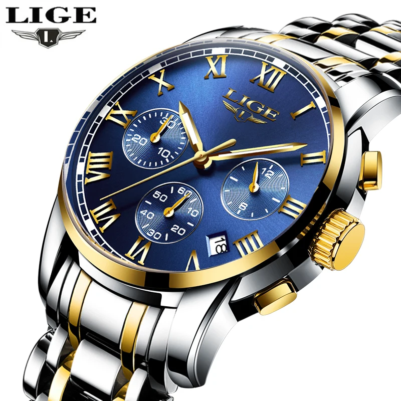 Relogio masculino LIGE мужские часы лучший бренд класса люкс секундомер Спортивный