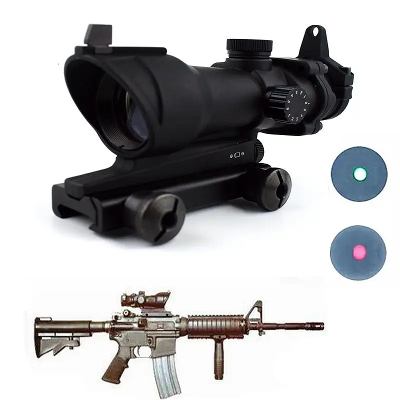 

Горячая Тактический Red Dot Airsoft воздуха Пистолет Прицел Acog 1x32 зеленый волоконно-оптический прицел с 20 мм Пикатинни охотничье ружье