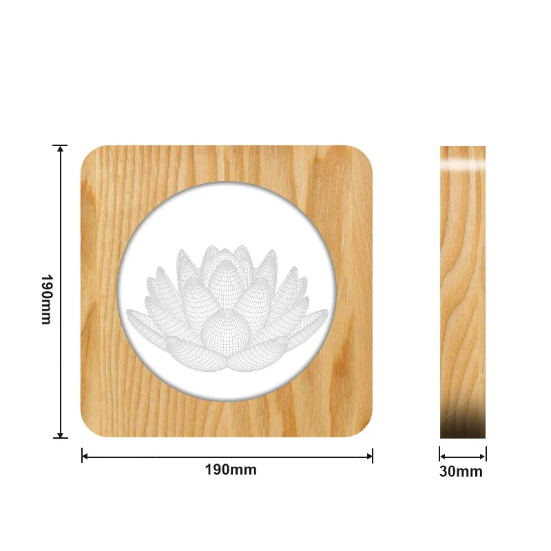 3d лампа lotus design из дерева и акрила теплое белое светодиодное освещение подарок