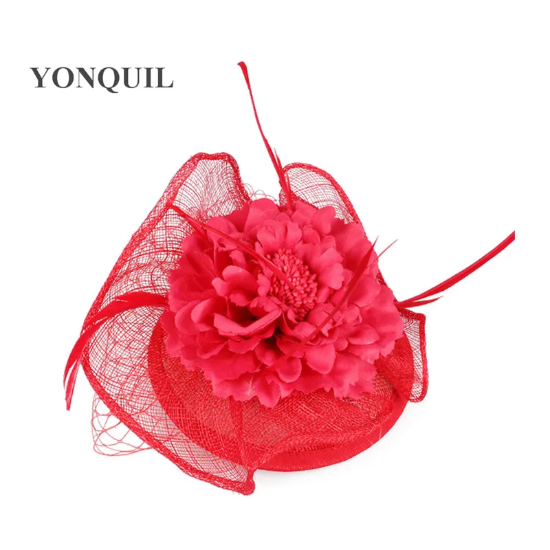 Очаровательная шелковая Вуалетка Sinamay с цветами шляпки элегантные женские