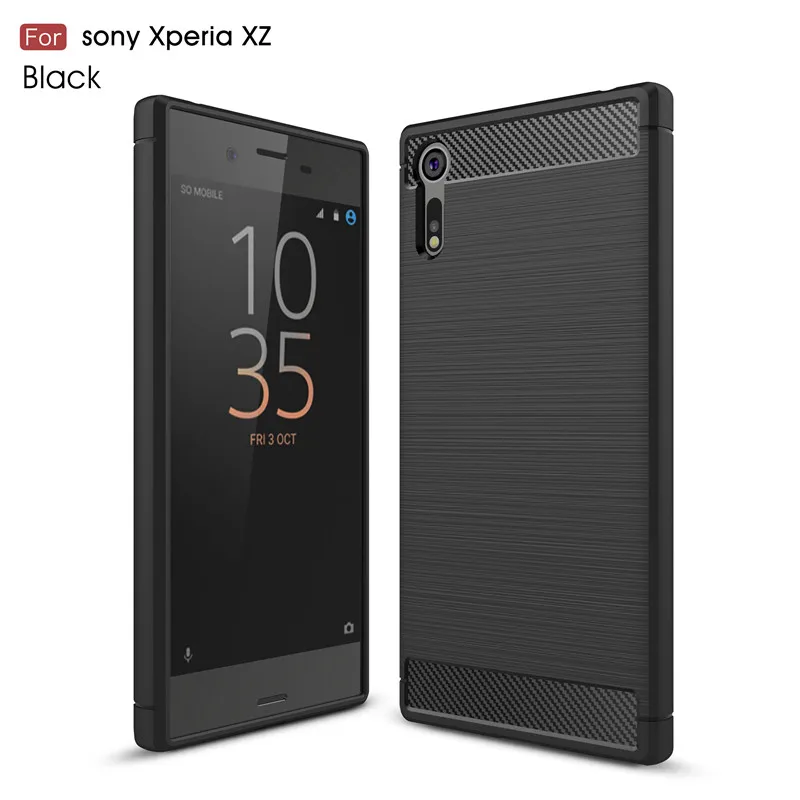 Черный Для Sony Xperia XZ F8331 F8332 чехол силикон из углеродного волокна ТПУ мягкий чехол для задней панели чехол для телефона для Sony Xperia XZ F8332 F8331 - Цвет: Черный