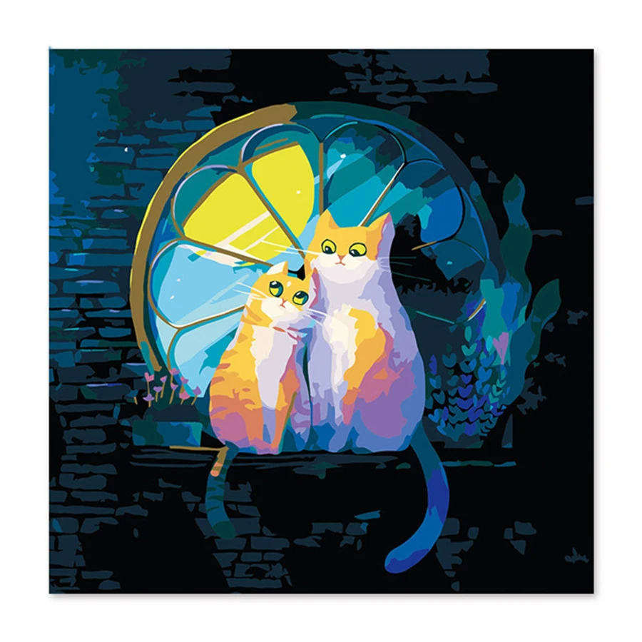 

Digital Painting Draw on the cloth Cute pair of cats By Numbers Kits Paint On Canvas For Home Wall Art Picture 40x50cm