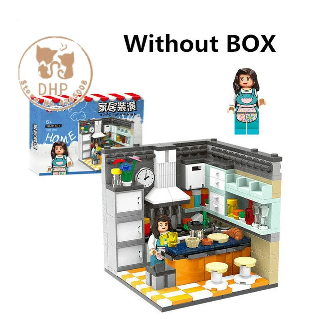 F Kitchen XINGBAO 01401 подлинный Строительный набор живого дома, развивающие строительные блоки, модель, фигурка, игрушка, подарки для детей - Цвет: F Kitchen