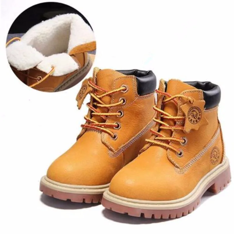 Обувь для мальчиков из натуральной кожи зимние ботинки Мартенс детей