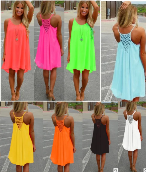 

Women's Large Size Women's Dress Mesh Stitch Backless Chiffon Dress