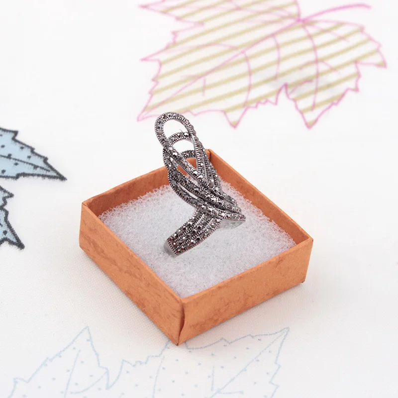 Женское Винтажное кольцо Ajojewel черные стразы в форме короны вечерние аксессуары