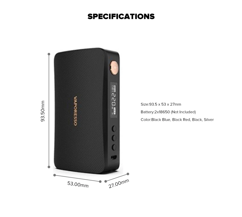 220 Вт Vaporesso GEN коробка мод Vape подходит для 8 мл SKRR-S Танк против LUXE-S Bod мод электронные сигареты