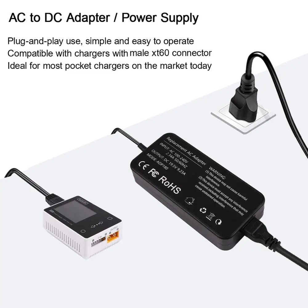 ToolKitRC ADP-180MB 180 Вт блок питания с XT60 выходной адаптер подходит iSDT GT power Hota RC | Игрушки