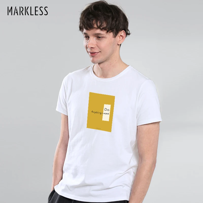 Мужские хлопковые футболки с коротким рукавом и принтом MARKLESS гидрофобные