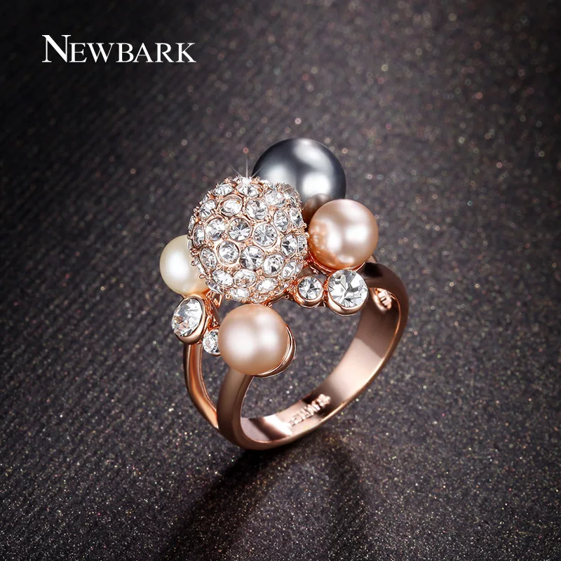 Newbark розовое золото Цвет Имитация Перл Корона Кольца для Для женщин Прекрасный