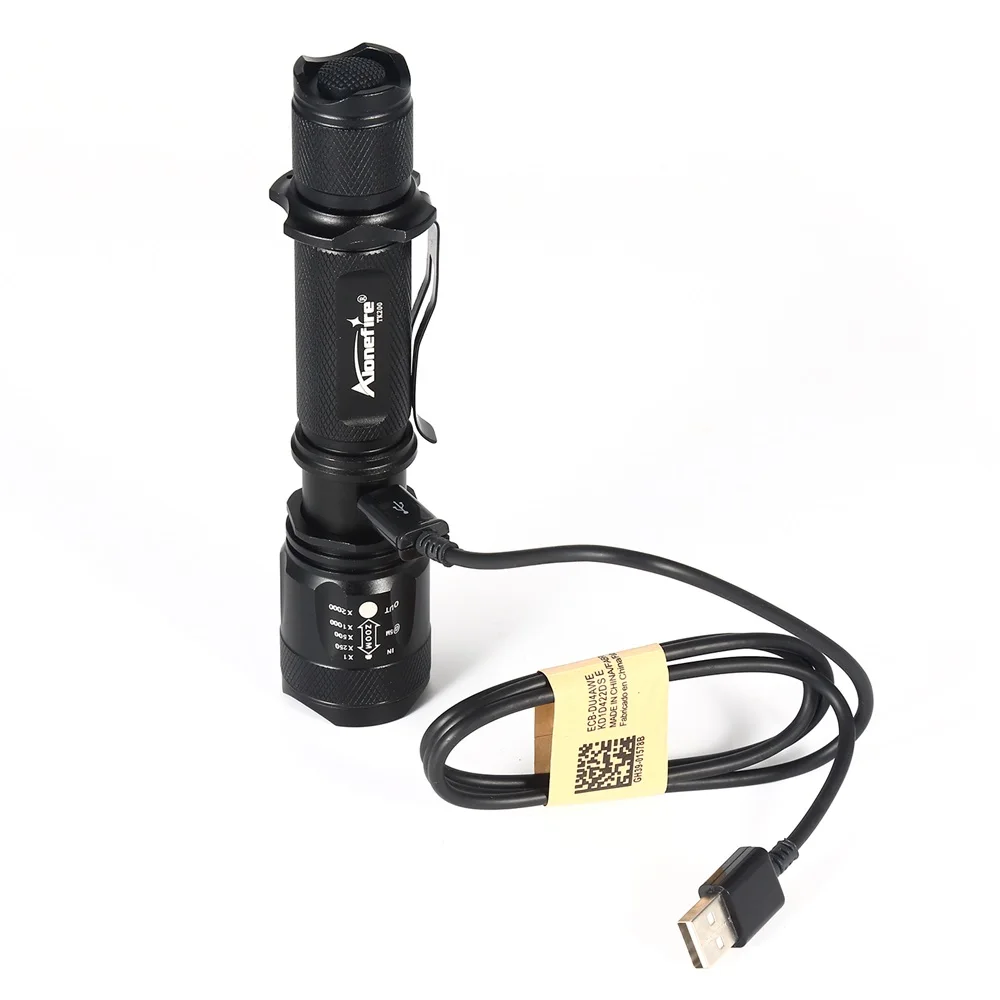 AloneFire TK200 мощный светодиодный светильник-вспышка xml L2 с подзарядкой от usb, тактический фонарь, светильник-вспышка для альпинизма