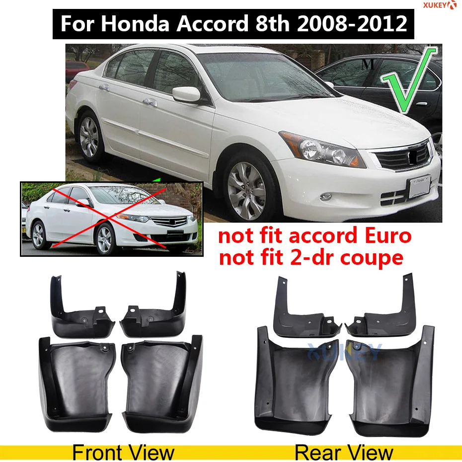 for Accord 4dr 08-12 XUKEY 4x Автомобильные Брызговики для Honda FIT Jazz Civic Accord/евро HRV HR-V VEZEL CRV CR-V Брызговики - Цвет: for Accord 4dr 08-12